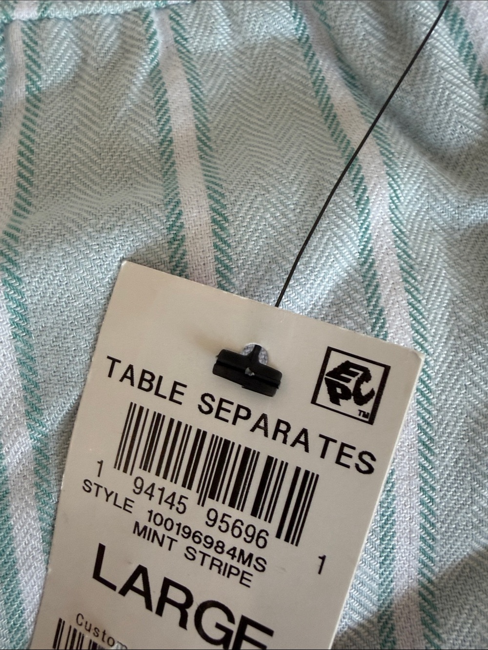 Macy's Women's Light Blue and White Striped Pajama Pants - Picture 2 of 6